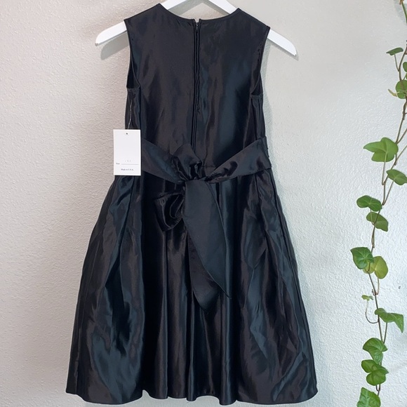 Julia Lee Satin Elegant Black Kids Dress with Floral Accent, knee Lenght Size12 - Picture 6 of 11